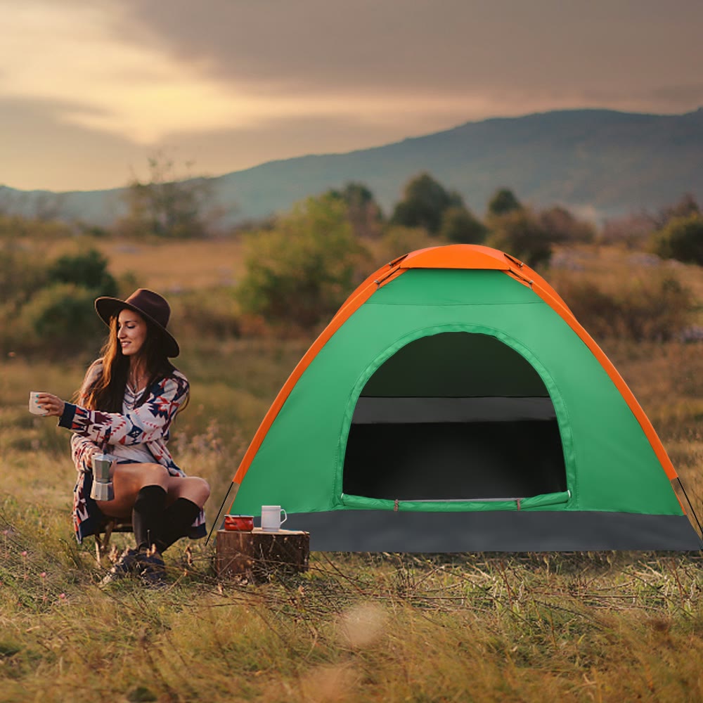 2 person dome tent, green and orange
