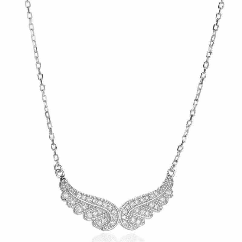 Angel wings necklace, sterling silver