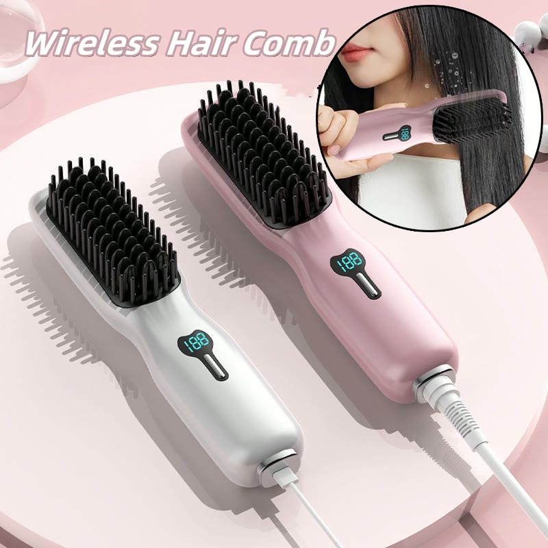 Cordless hair straightener comb