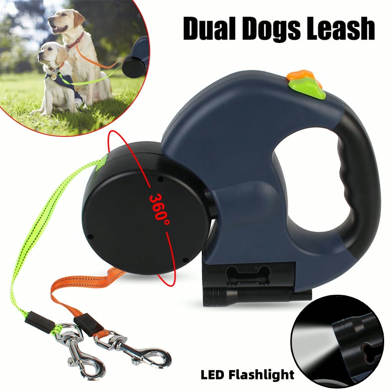 Dual retractable leash for two small dogs