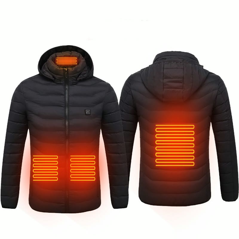 Heated hooded jacket, 4 heat zones