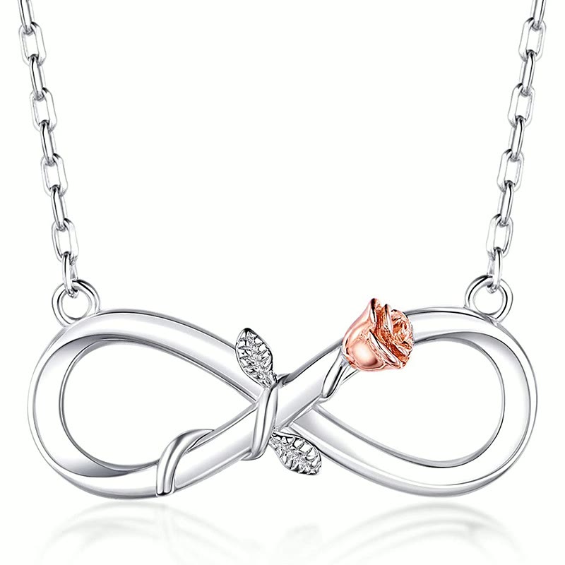 Infinity rose necklace, sterling silver