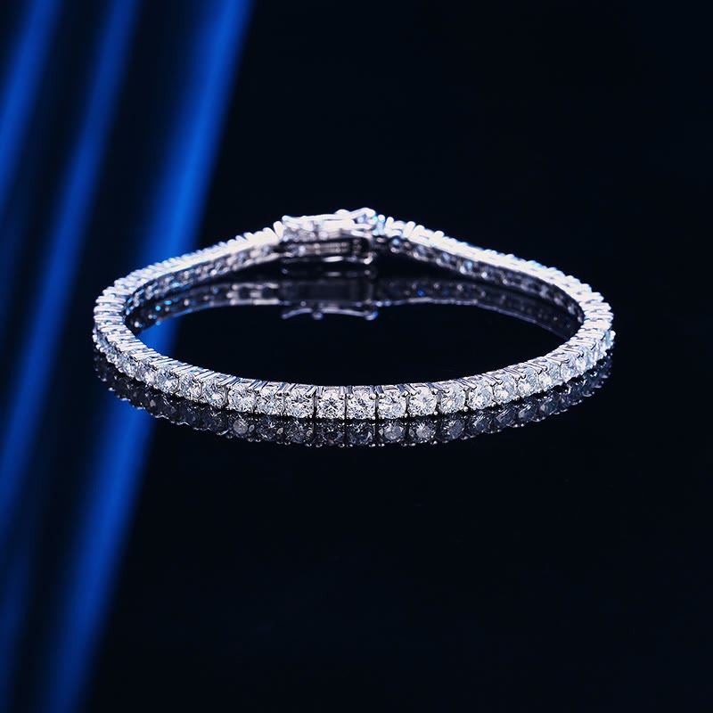 Moissanite tennis bracelet, sterling silver