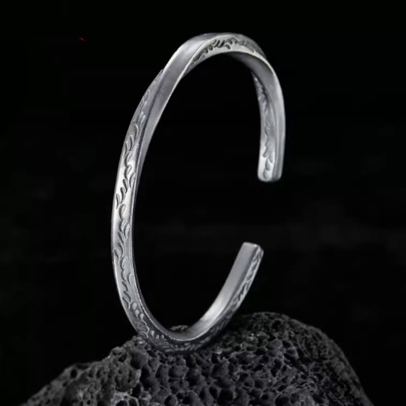 Oxidized fine silver cuff, men's