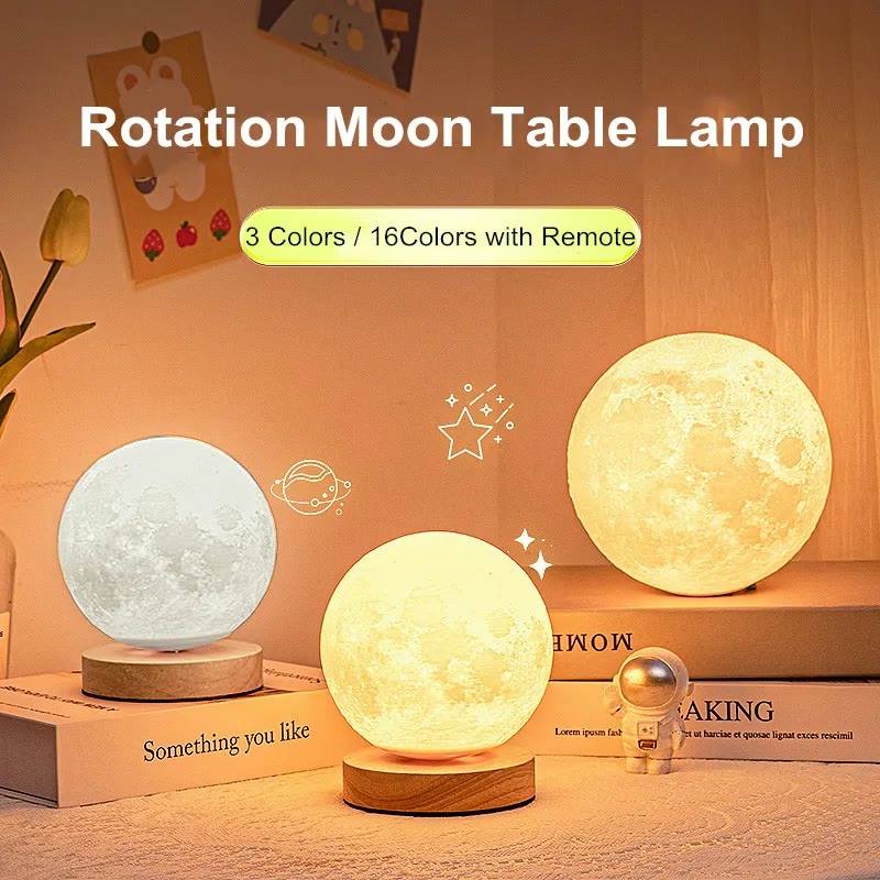 Rotating moon lamp, 15 cm