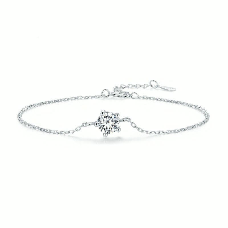 Solitaire moissanite bracelet, sterling silver