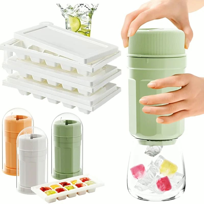 Twist release ice tray with lid