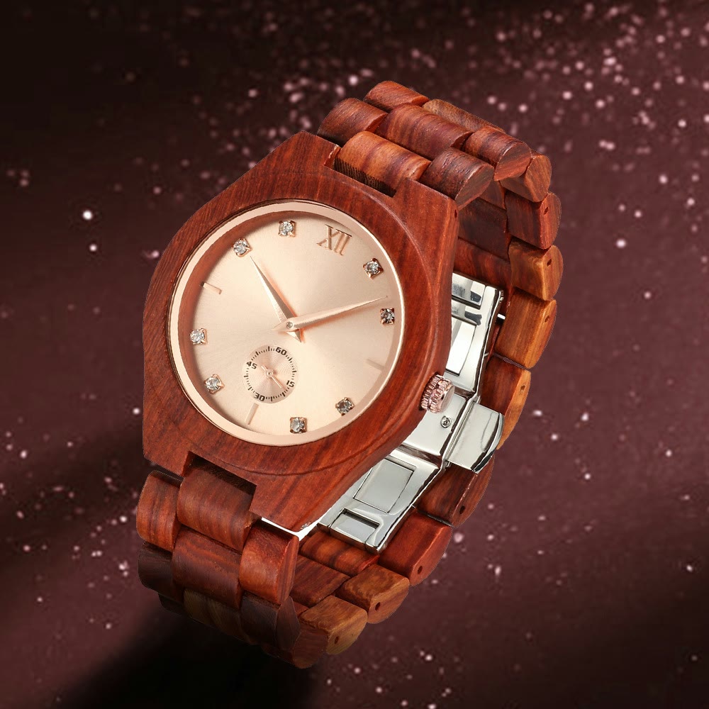Women's wooden watch, red sandalwood